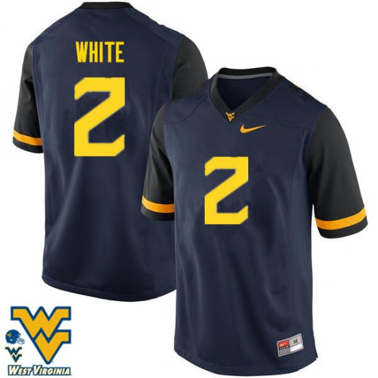 Men's West Virginia Mountaineers NCAA #2 KaRaun White Navy Authentic Nike Stitched College Football Jersey XP15S25TL